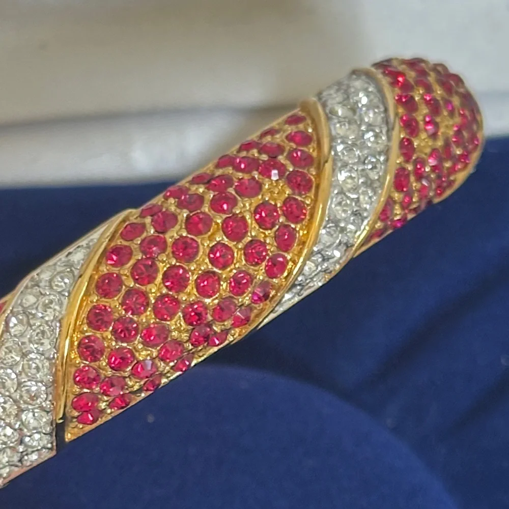 Camrose & Kross Jacqueline BouvierGold-Tone Bracelet with Red and Clear Crystals